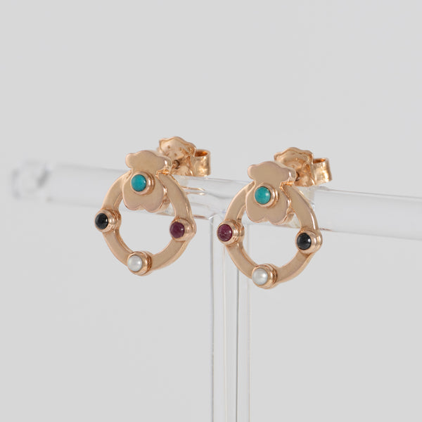 Pendientes Tous  con baño de oro rosa 18 kt sobre plata con gemas Super Power