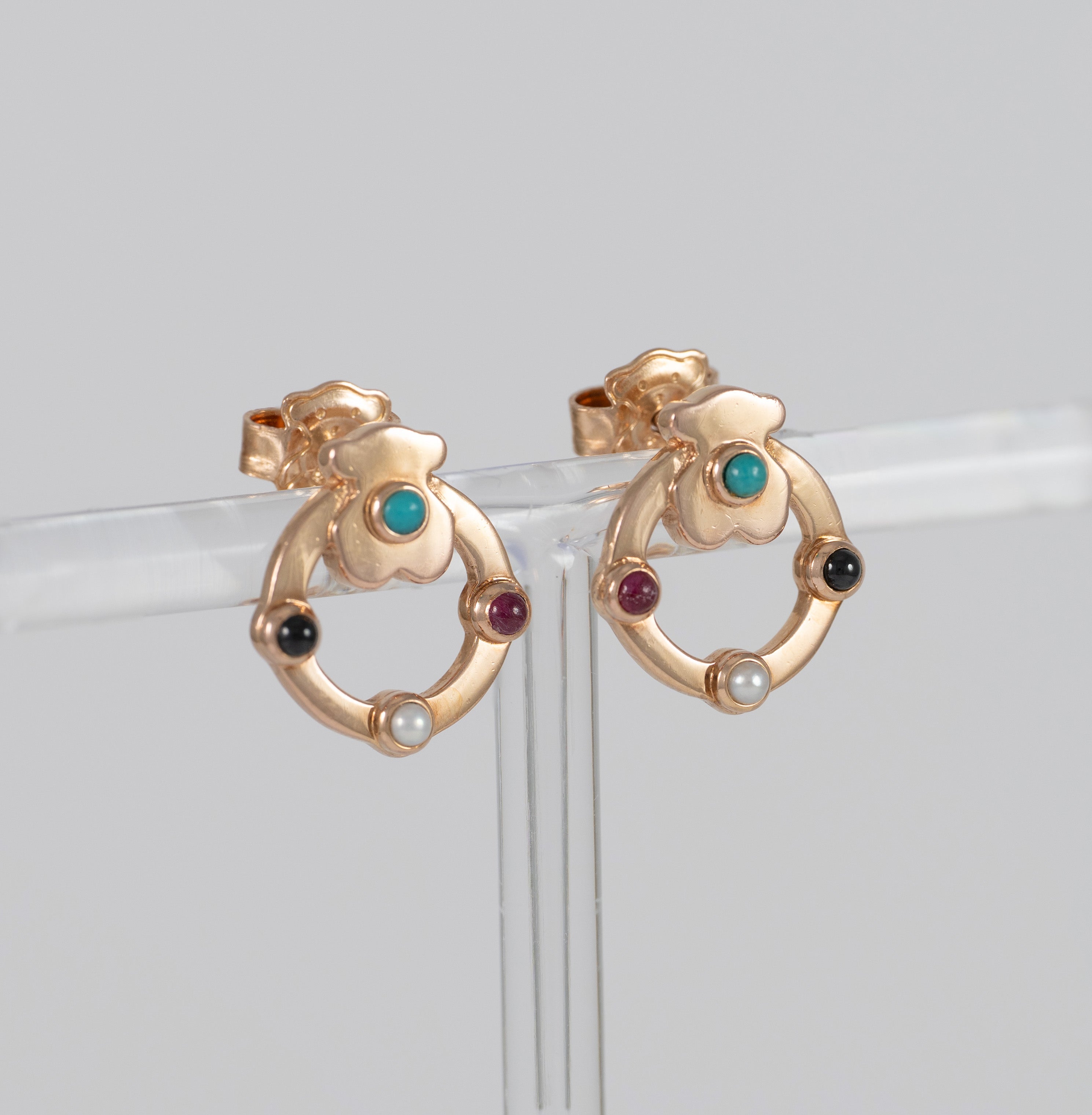 Pendientes Tous  con baño de oro rosa 18 kt sobre plata con gemas Super Power