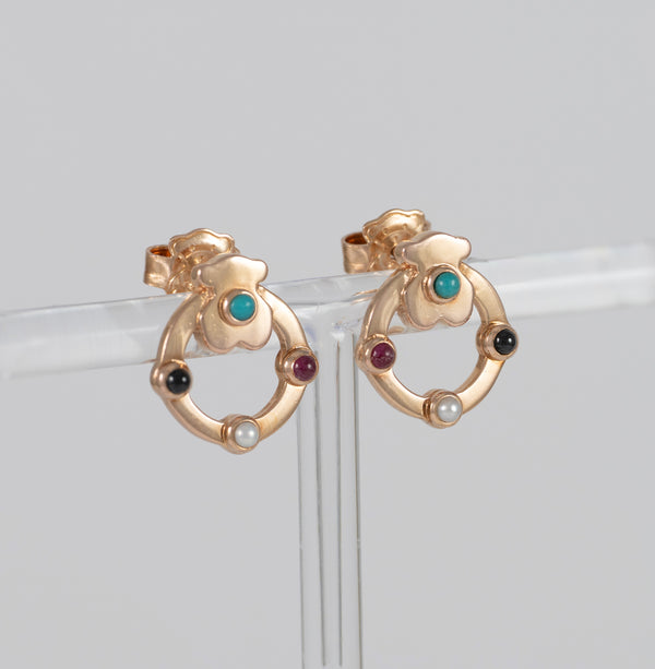 Pendientes Tous  con baño de oro rosa 18 kt sobre plata con gemas Super Power