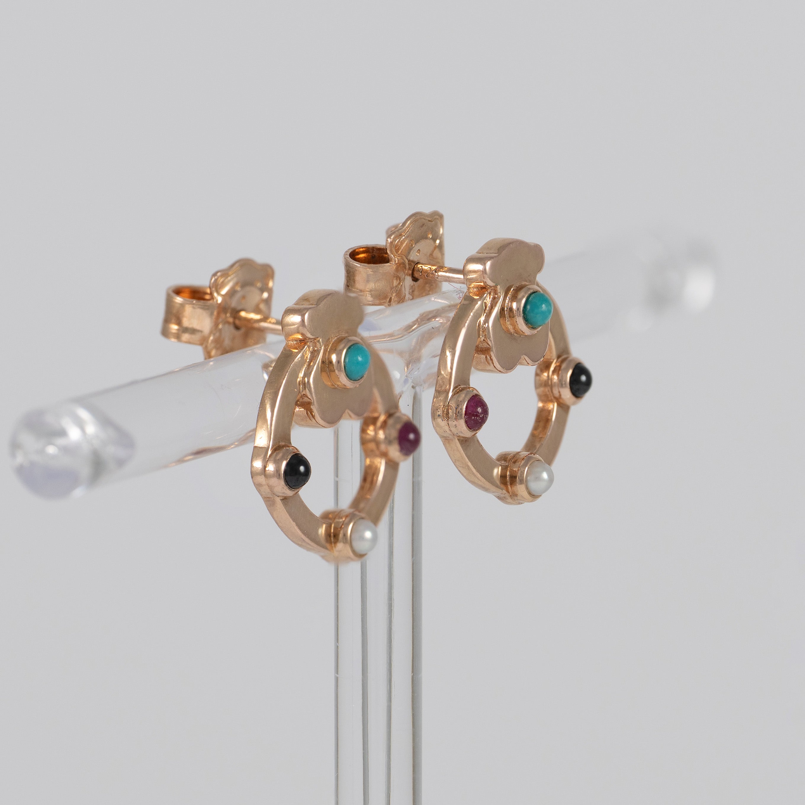 Pendientes Tous  con baño de oro rosa 18 kt sobre plata con gemas Super Power