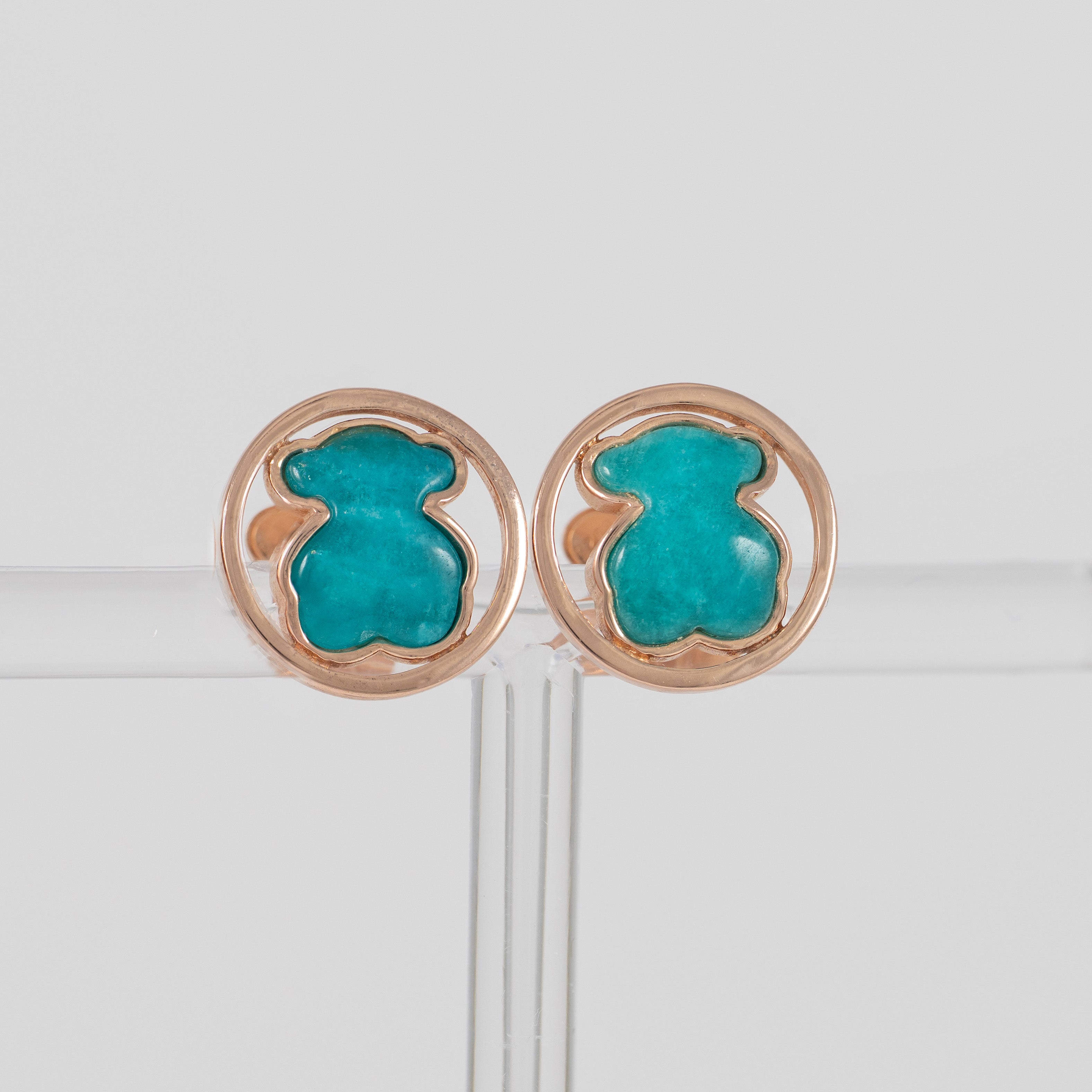 Pendientes Tous con baño de oro rosa 18 kt sobre plata y amazonita Camille