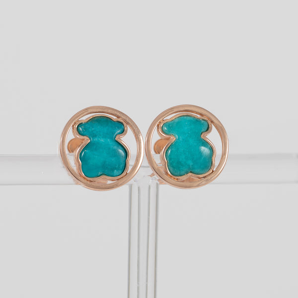Pendientes Tous con baño de oro rosa 18 kt sobre plata y amazonita Camille