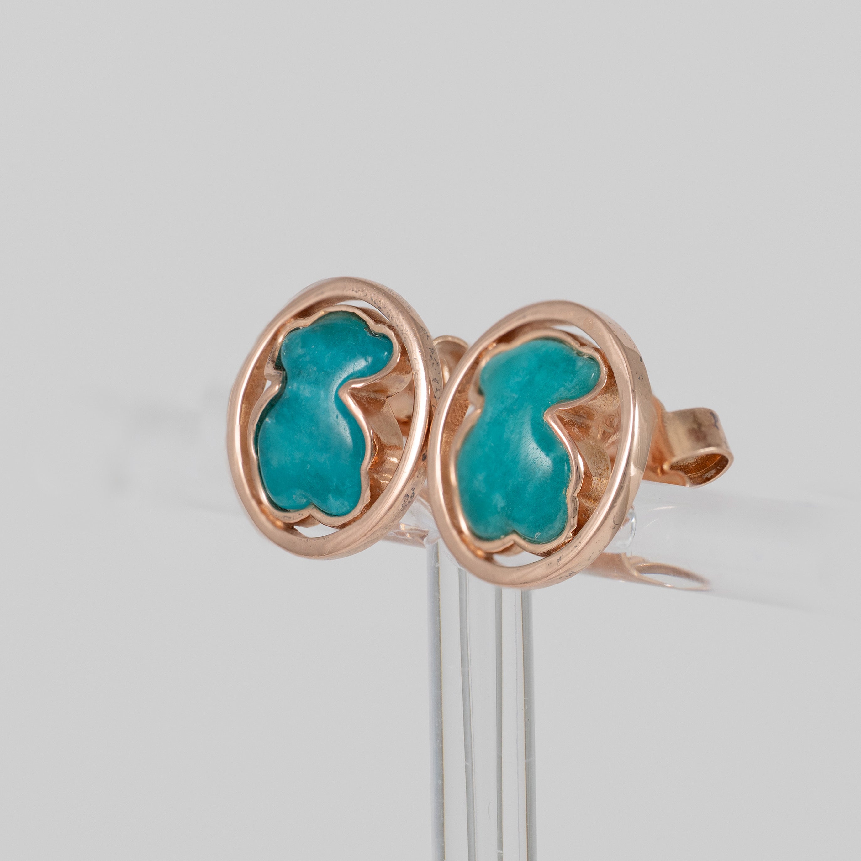 Pendientes Tous con baño de oro rosa 18 kt sobre plata y amazonita Camille