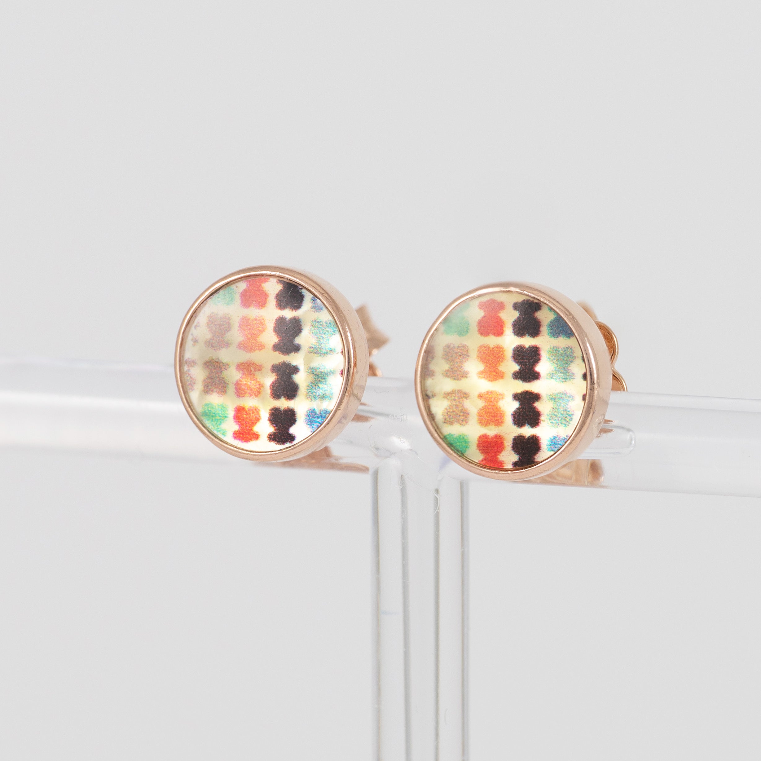 Pendientes Tous con baño de oro rosa 18 kt sobre plata y nácar Tartan