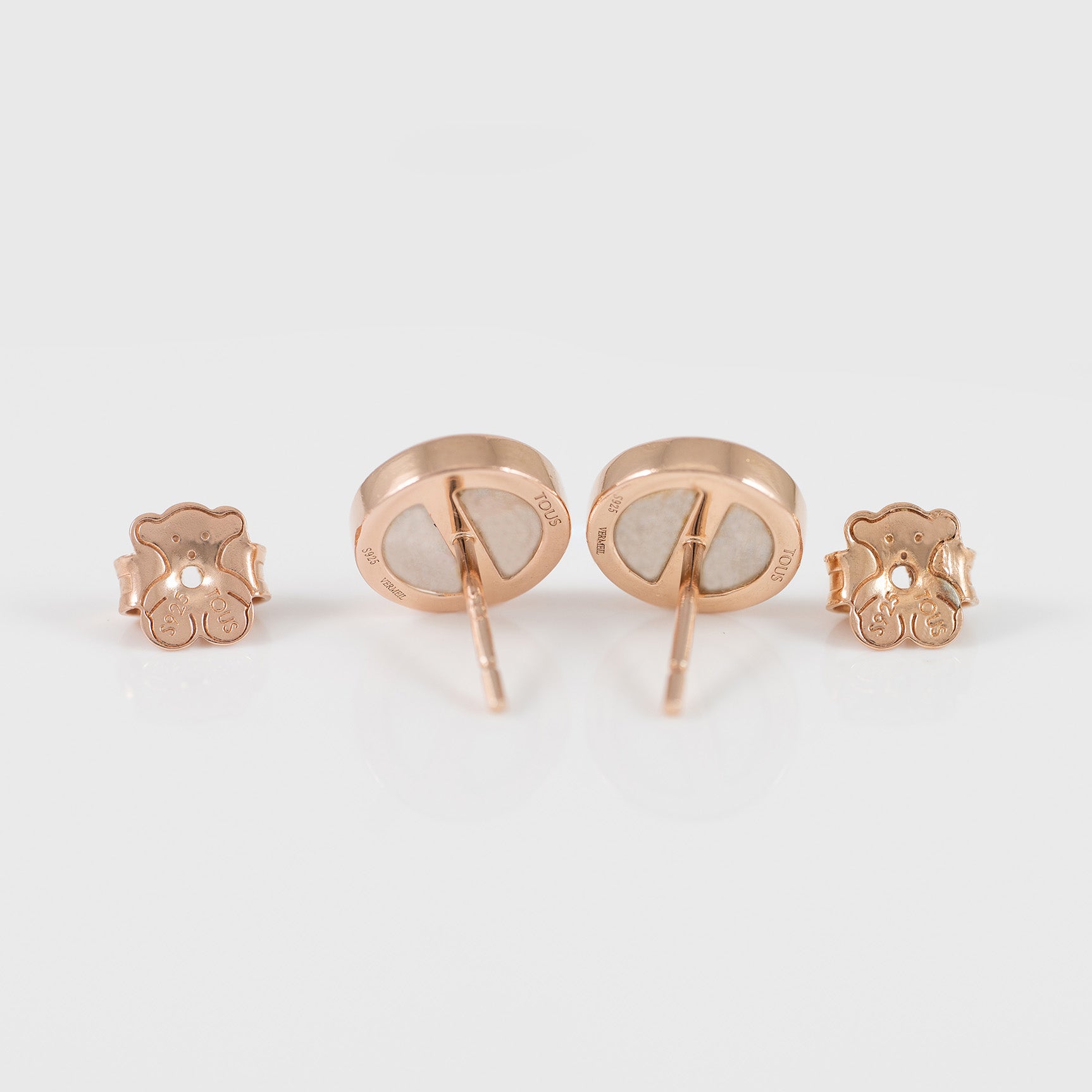 Pendientes Tous con baño de oro rosa 18 kt sobre plata y nácar Tartan
