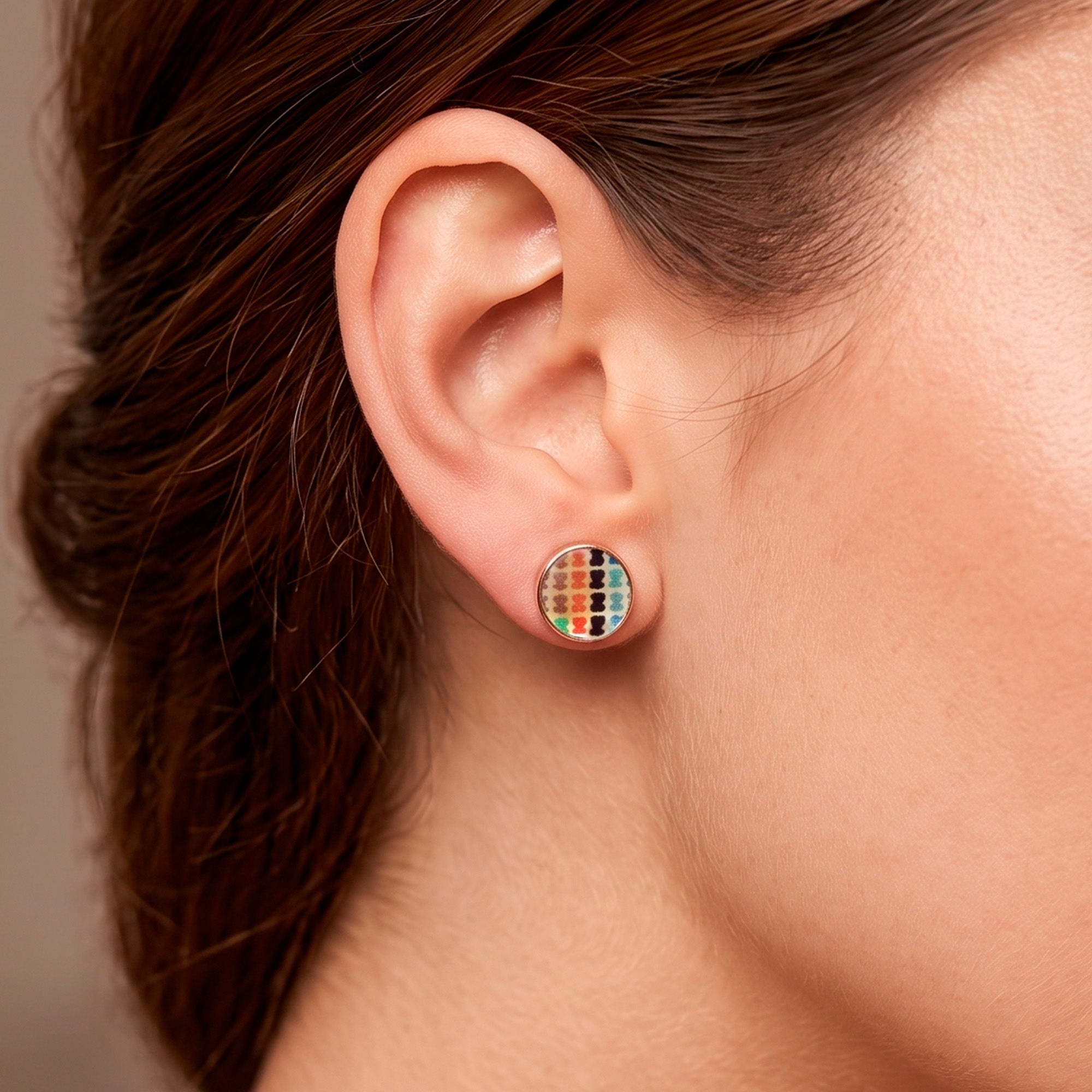 Pendientes Tous con baño de oro rosa 18 kt sobre plata y nácar Tartan
