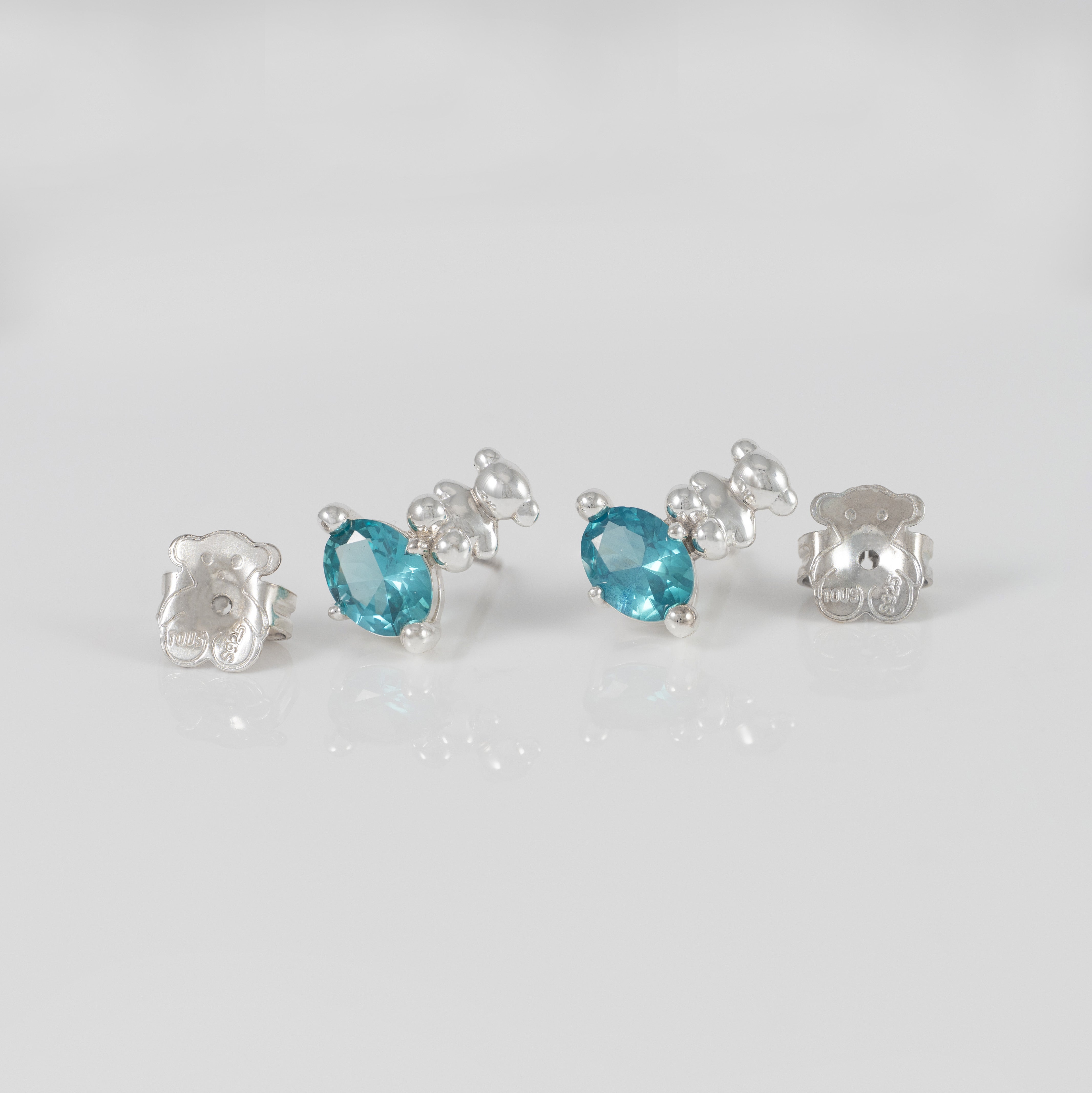 Pendientes Tous de plata 925 y zafiro azul motivo oso  Bold Bear