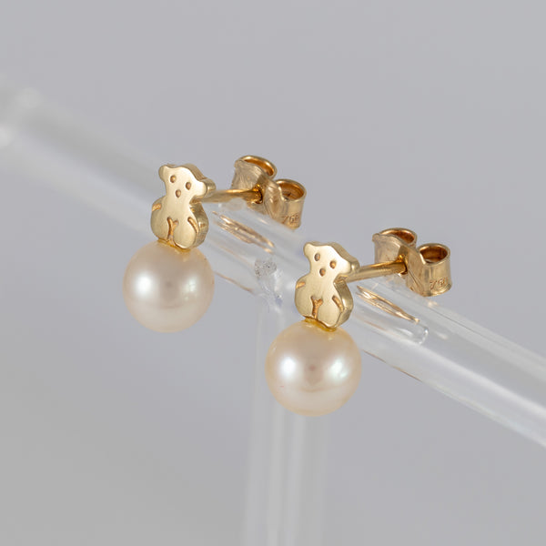 Pendientes Tous Puppies en oro amarillo de 18k y perlas cultivadas
