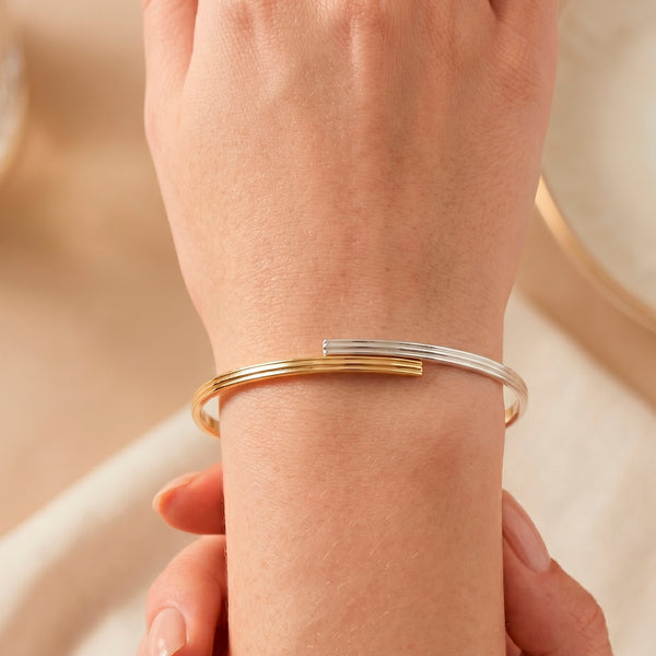 Pulsera Esclava Tous Bicolor en Plata 925  con motivos oso y corazón 1950