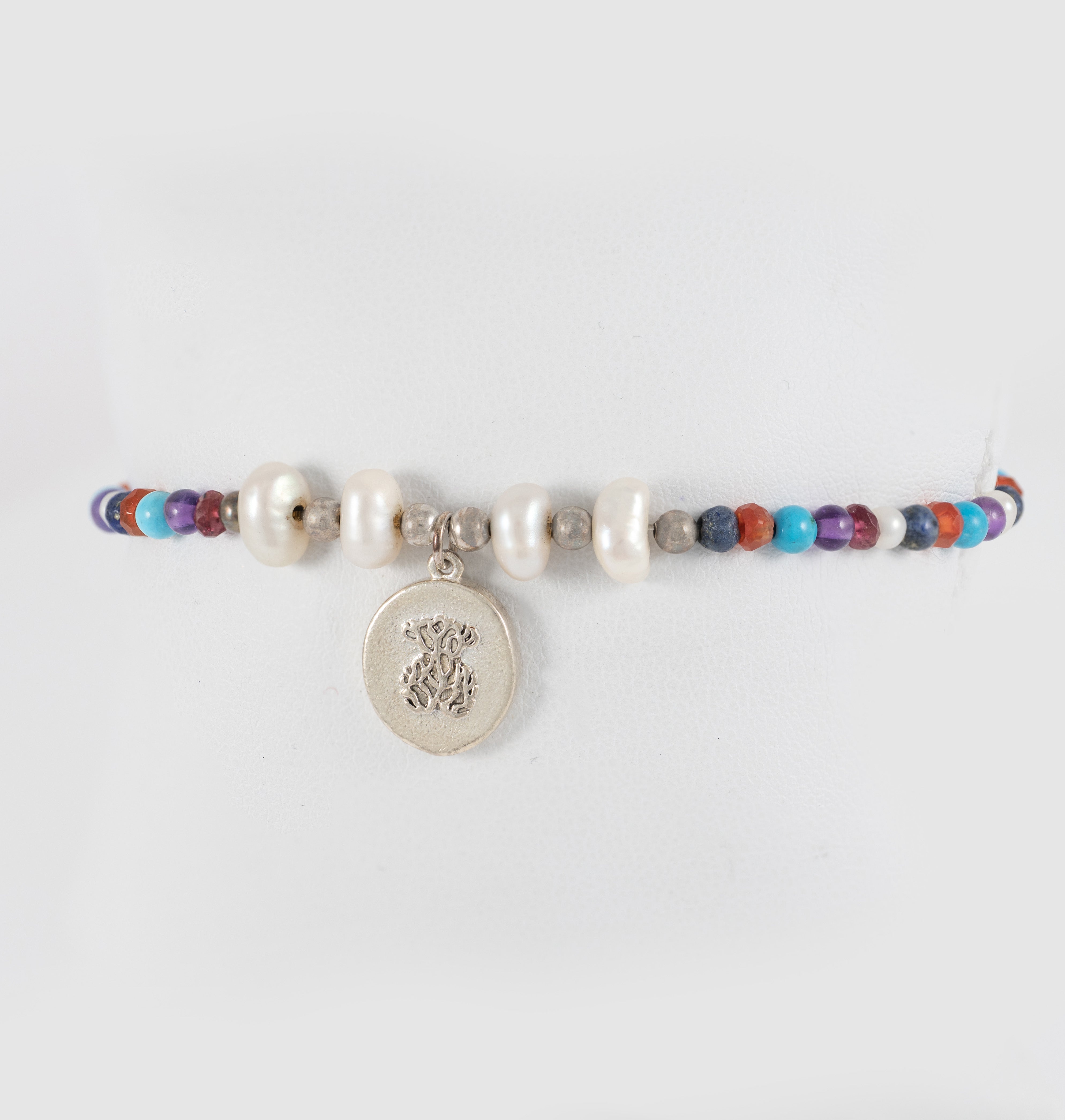 Pulsera camafeo Tous color océano de plata con perlas y piedras preciosas