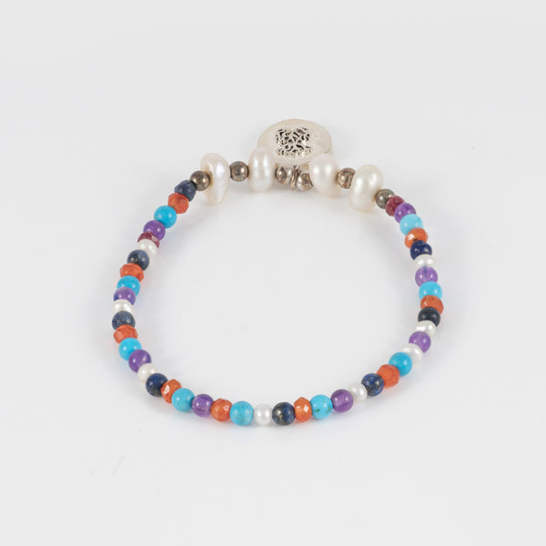Pulsera camafeo Tous color océano de plata con perlas y piedras preciosas