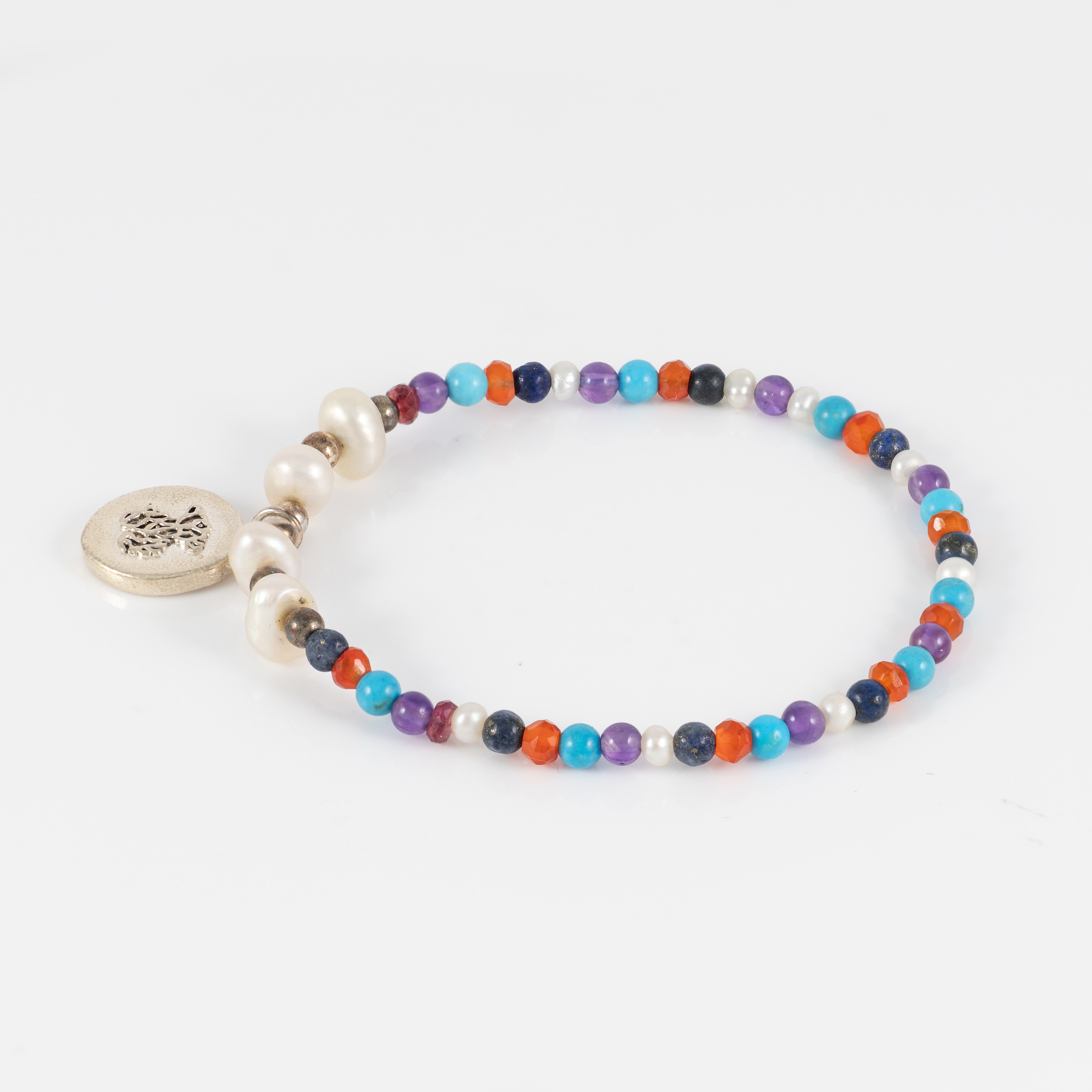 Pulsera camafeo Tous color océano de plata con perlas y piedras preciosas