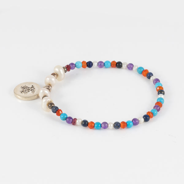 Pulsera camafeo Tous color océano de plata con perlas y piedras preciosas