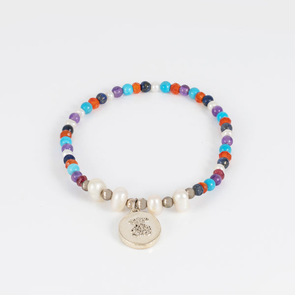 Pulsera camafeo Tous color océano de plata con perlas y piedras preciosas