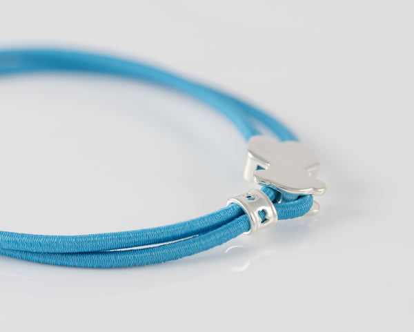 Pulsera elástica azul con oso de plata Sweet Dolls