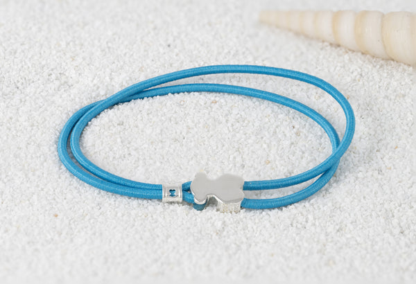 Pulsera elástica azul con oso de plata Sweet Dolls