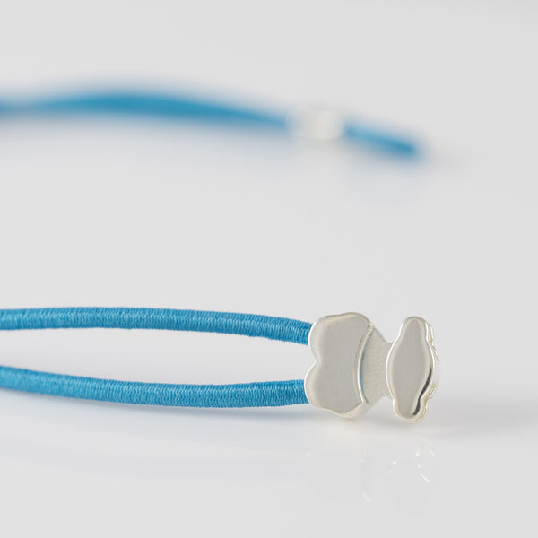 Pulsera elástica azul con oso de plata Sweet Dolls