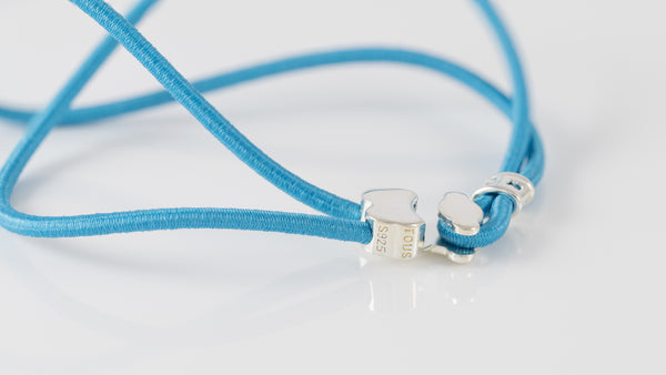 Pulsera elástica azul con oso de plata Sweet Dolls