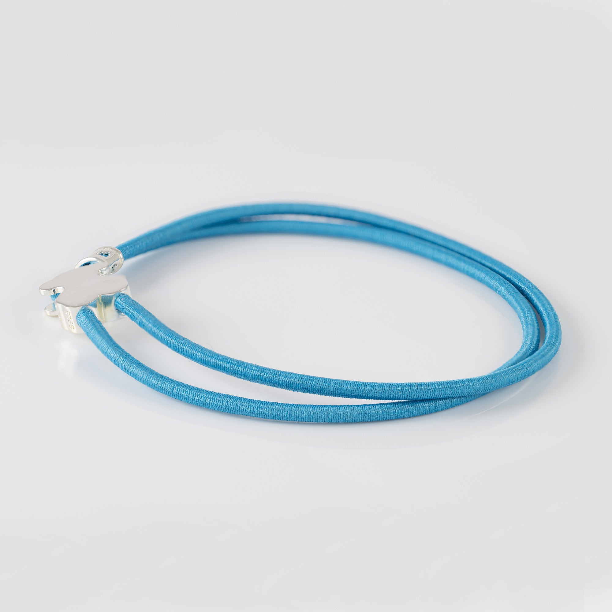 Pulsera elástica azul con oso de plata Sweet Dolls