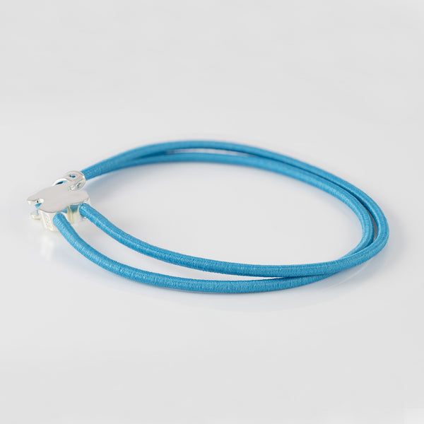 Pulsera elástica azul con oso de plata Sweet Dolls