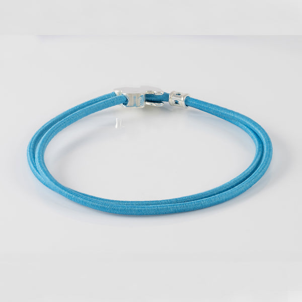 Pulsera elástica azul con oso de plata Sweet Dolls