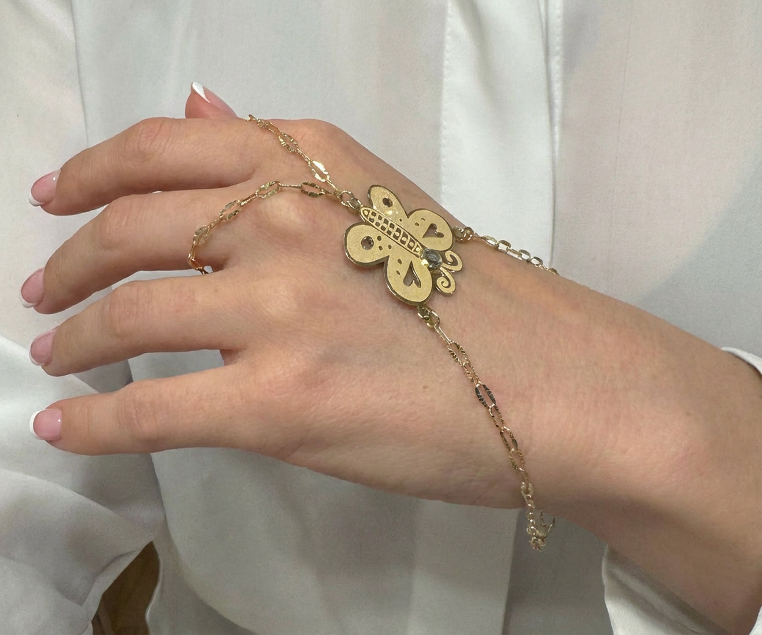 Pulsera pasamanos Mariposa oro 18k 750