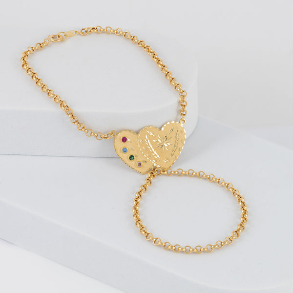 Pulsera pasamanos Corazones oro 18k 750