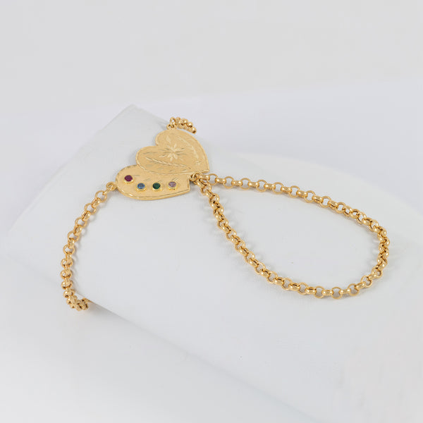 Pulsera pasamanos Corazones oro 18k 750