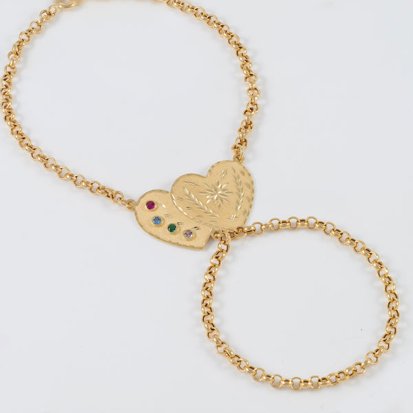 Pulsera pasamanos Corazones oro 18k 750