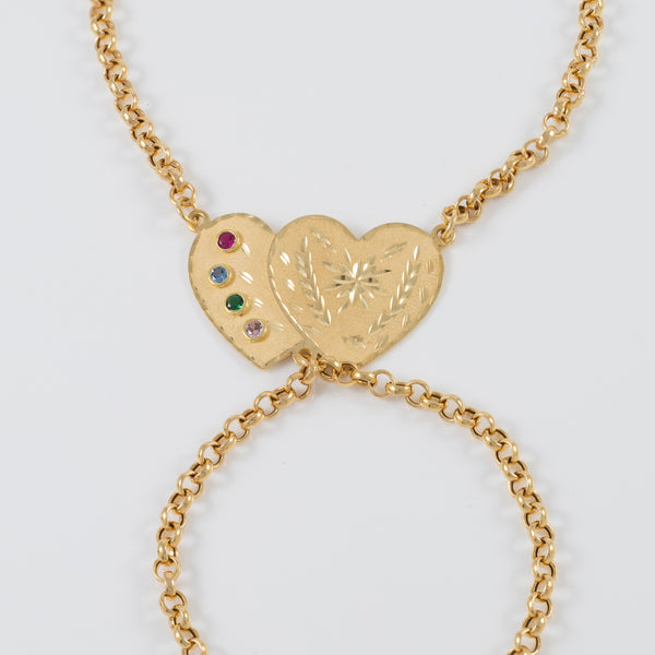 Pulsera pasamanos Corazones oro 18k 750