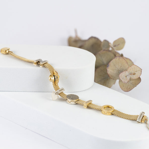 Pulsera Pandora Reflexions Plata con baño de oro 18k con Charms