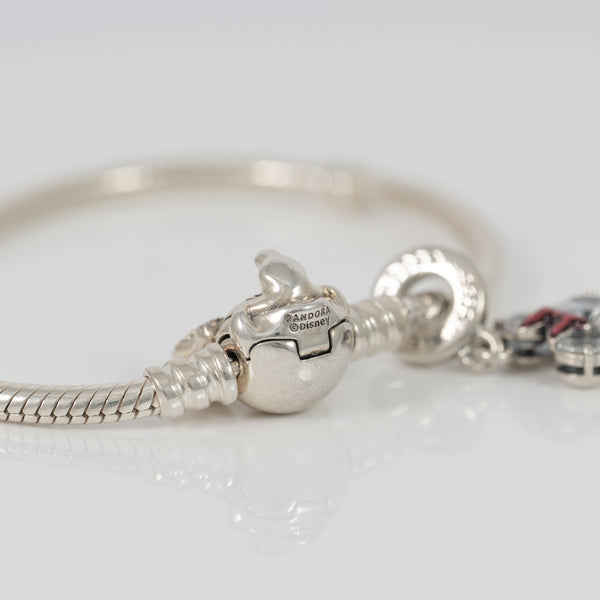 Pulsera Pandora Moments en plata 925 retrato de Minnie Brillante y charm colgante Minnie Mouse