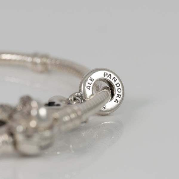 Pulsera Pandora Moments en plata 925 retrato de Minnie Brillante y charm colgante Minnie Mouse