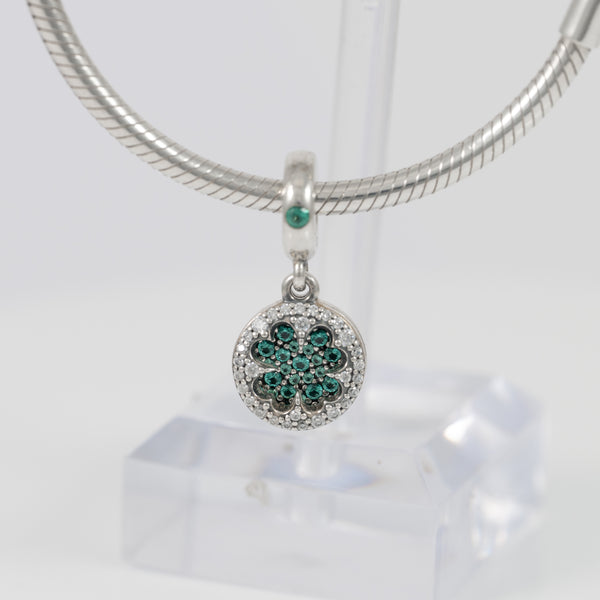 Pulsera Pandora de Plata 925 cadena de serpiente Moments y Charm colgante en plata de ley Trébol Brillante