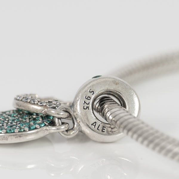 Pulsera Pandora de Plata 925 cadena de serpiente Moments y Charm colgante en plata de ley Trébol Brillante