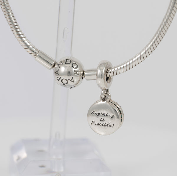 Pulsera Pandora de Plata 925 cadena de serpiente Moments y Charm colgante en plata de ley Trébol Brillante