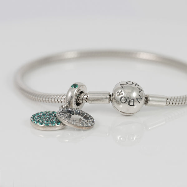 Pulsera Pandora de Plata 925 cadena de serpiente Moments y Charm colgante en plata de ley Trébol Brillante