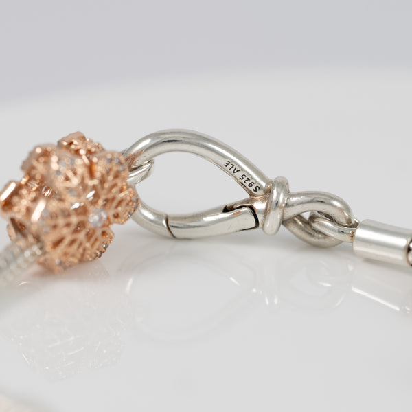 Pulsera Pandora en plata 925 Moments Nudo Infinito de Cadena de Serpiente y charms