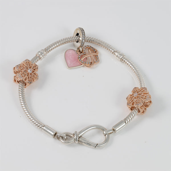 Pulsera Pandora en plata 925 Moments Nudo Infinito de Cadena de Serpiente y charms