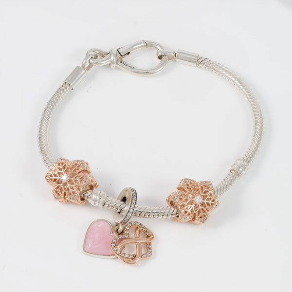 Pulsera Pandora en plata 925 Moments Nudo Infinito de Cadena de Serpiente y charms