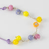 Pulsera de plata, cristal de Murano y nylon lila Icon Glass