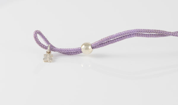 Pulsera de plata, cristal de Murano y nylon lila Icon Glass