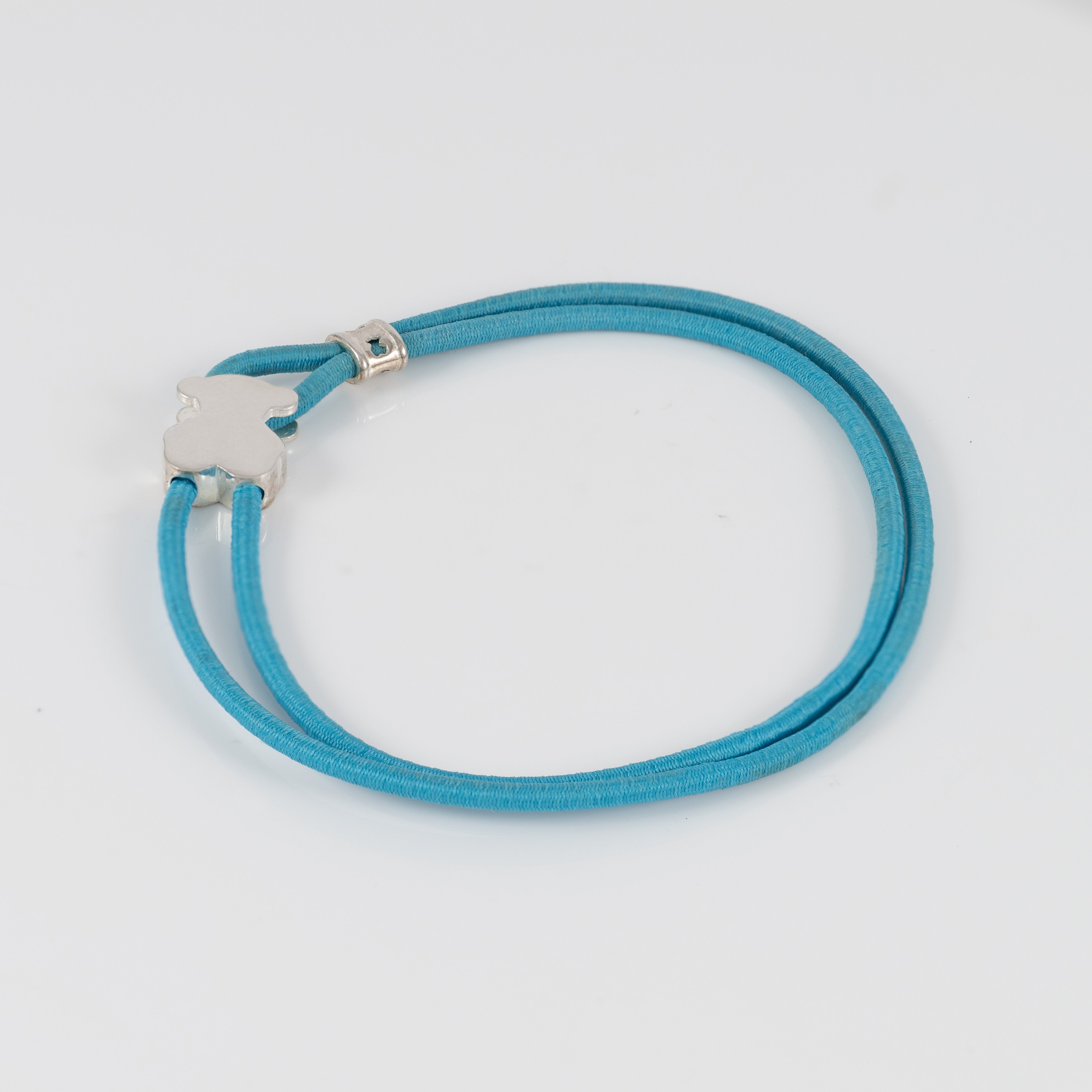 Pulsera Tous elástica turquesa con motivo Oso en plata 925