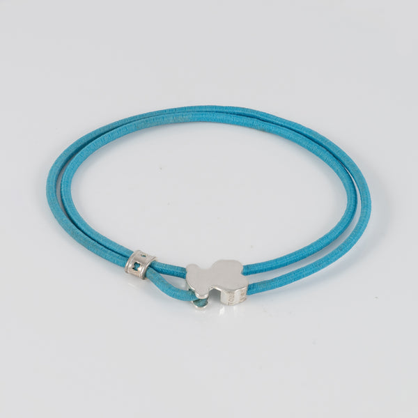 Pulsera Tous elástica turquesa con motivo Oso en plata 925