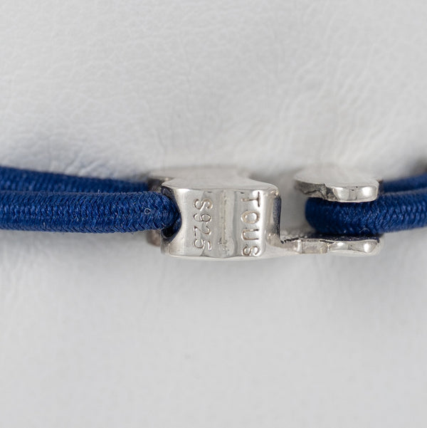 Pulsera Tous elástica azul con motivo Oso en plata 925