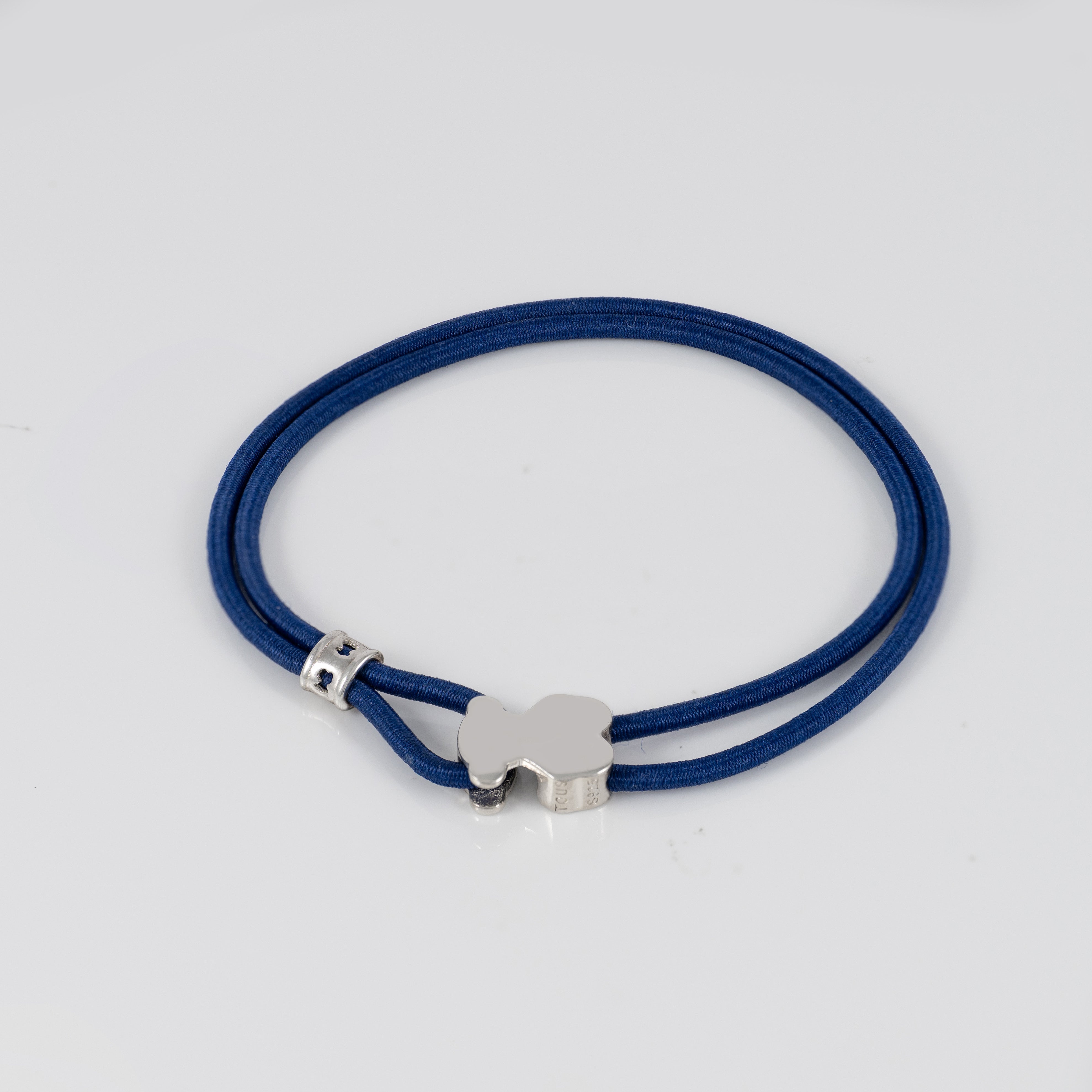 Pulsera Tous elástica azul con motivo Oso en plata 925
