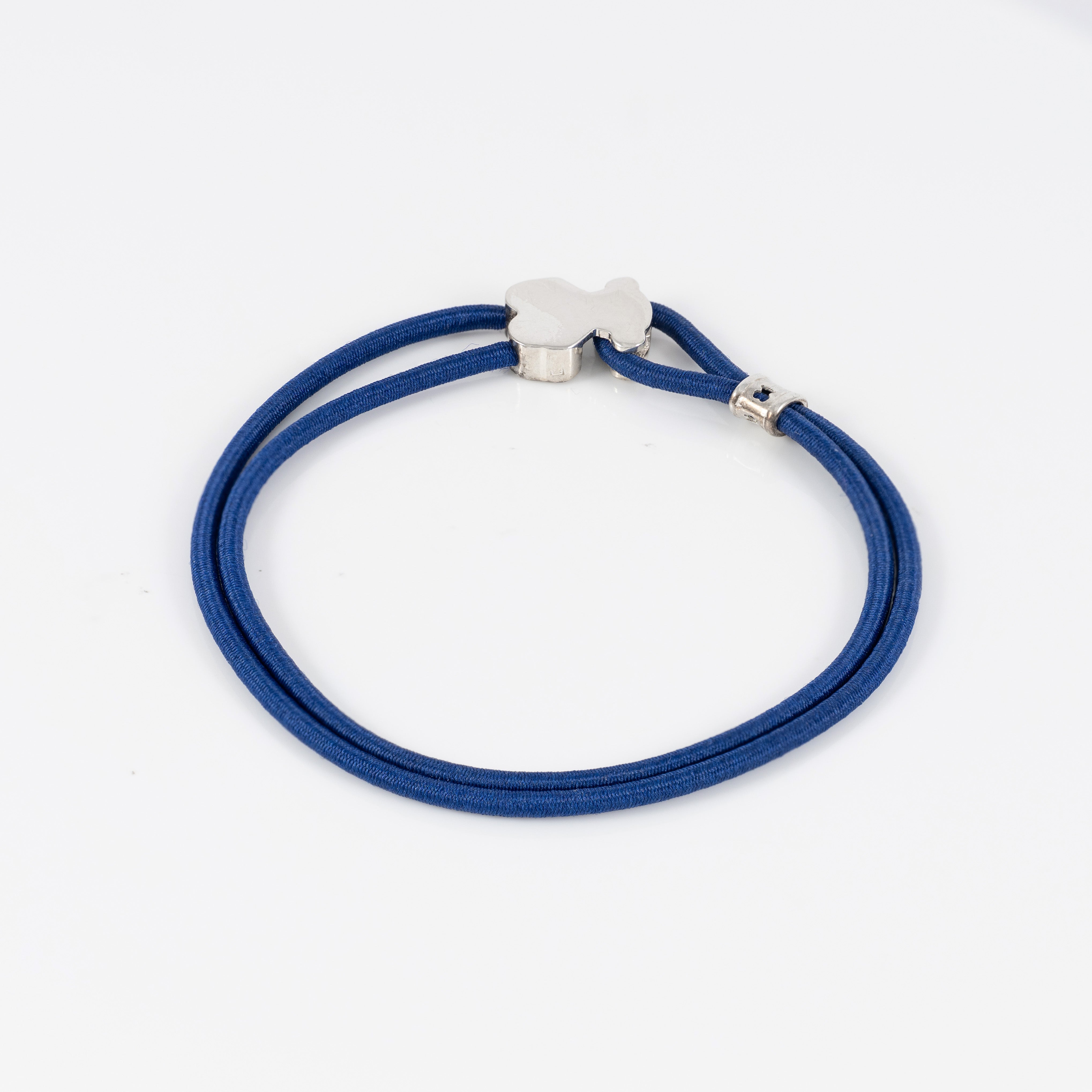Pulsera Tous elástica azul con motivo Oso en plata 925