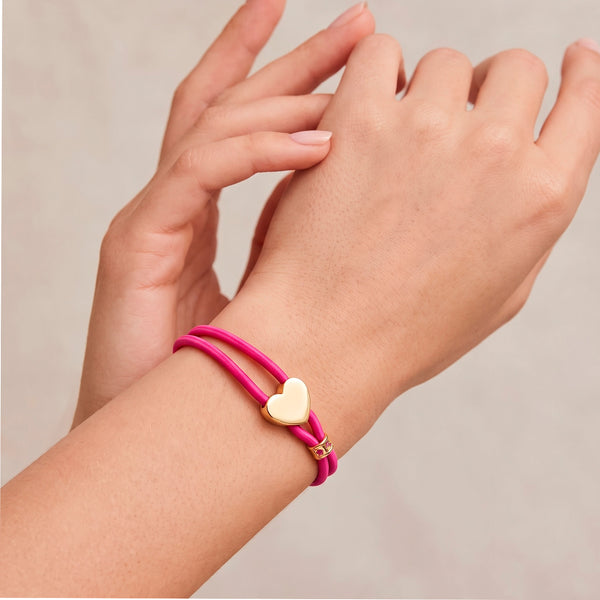 Pulsera Tous elástica Fucsia con Corazón en plata vermeil Sweet Dolls