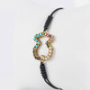 Pulsera Tous Oso en plata vermeil rosa con gemas y cordón negro Straight