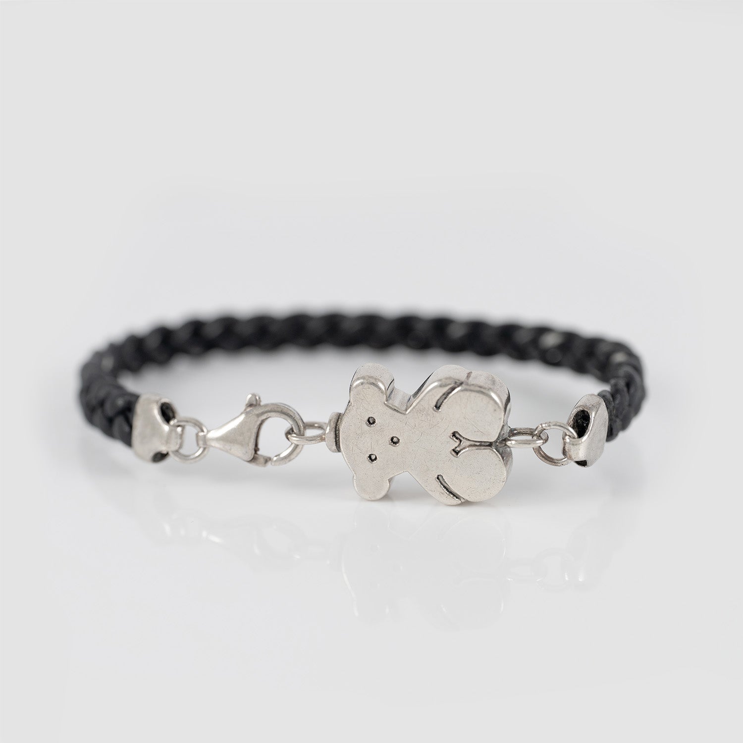 Pulsera Tous en plata 925 y cuero trenzado Sweet Dolls